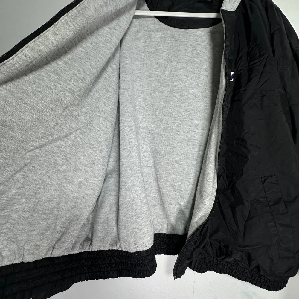 Jerzees XL Black Nylon Hooded Windbreaker Jacket‎ Fleece Lined Full Zip Z Logo